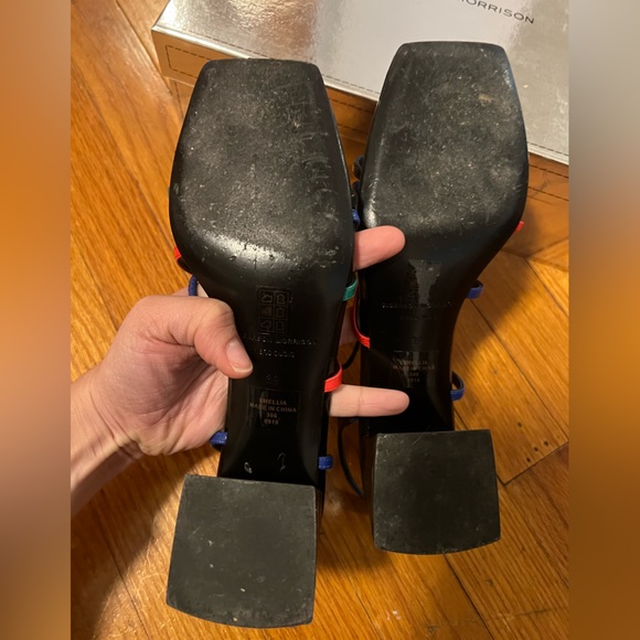 Strappy Color Block Leather Sandals - Picture 6 of 9